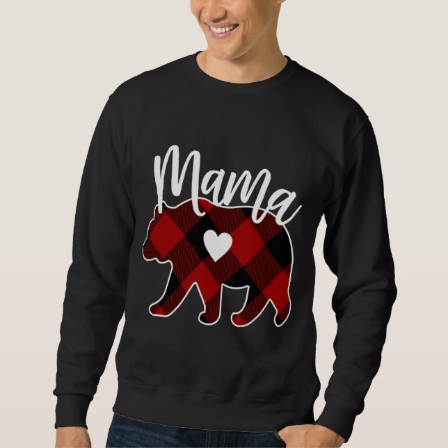 Mama Bear Christmas Buffalo Plaid Decoration Sweatshirt (Front)