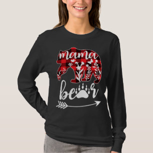 Mama Bear Christmas Pajama Buffalo Red Plaid Mama T-Shirt