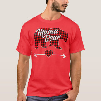 Mama Bear Christmas Pajama Red Buffalo Plaid Famil T-Shirt