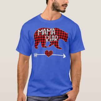 Mama Bear Christmas Pajama Red Buffalo Plaid Famil T-Shirt