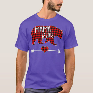Mama Bear Christmas Pajama Red Buffalo Plaid Famil T-Shirt