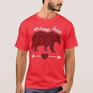Mama Bear Christmas Pajama Red Buffalo Plaid Famil T-Shirt