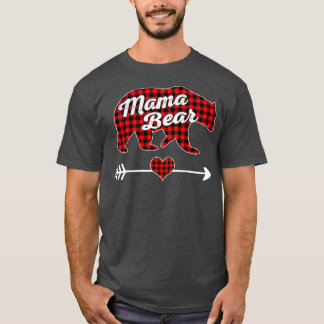 Mama Bear Christmas Pajama Red Buffalo Plaid Famil T-Shirt