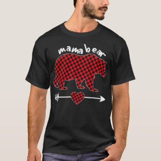 Mama Bear Christmas Pajama Red Buffalo Plaid Famil T-Shirt
