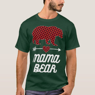Mama Bear Christmas Pajama Red Buffalo Plaid Famil T-Shirt