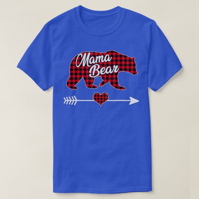 Mama Bear Christmas Pajama Red Buffalo Plaid Famil T-Shirt (Design Front)