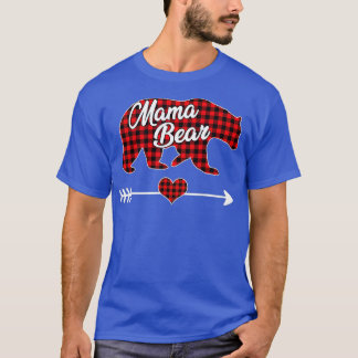 Mama Bear Christmas Pajama Red Buffalo Plaid Famil T-Shirt