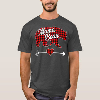 Mama Bear Christmas Pajama Red Buffalo Plaid Famil T-Shirt