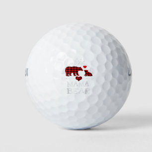Mama Bear Christmas Pajama Red Plaid Buffalo Famil Golf Balls