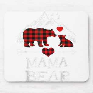 Mama Bear Christmas Pajama Red Plaid Buffalo Famil Mouse Pad