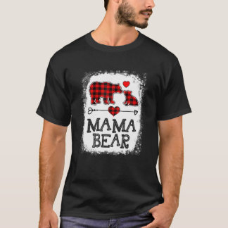 Mama Bear Christmas Pajama Red Plaid Buffalo Famil T-Shirt