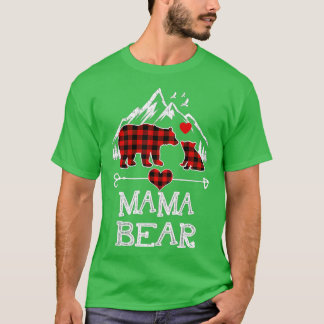 Mama Bear Christmas Pajama Red Plaid Buffalo Famil T-Shirt