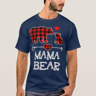 Mama Bear Christmas Pajama Red Plaid Buffalo Famil T-Shirt