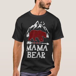 Mama Bear Christmas Pajama Red Plaid Buffalo Famil T-Shirt