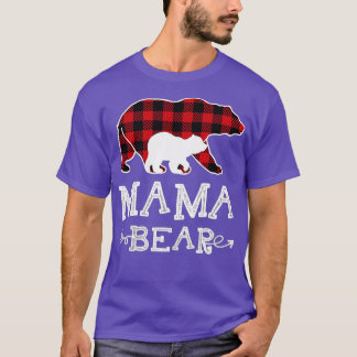 Mama Bear Christmas Pajama Red Plaid Buffalo Famil T-Shirt