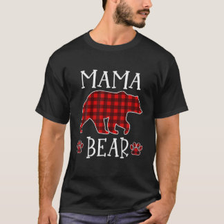 Mama Bear Christmas Pajama Red Plaid Buffalo Famil T-Shirt