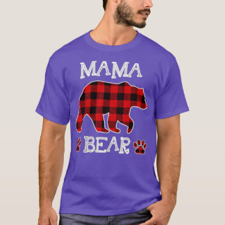 Mama Bear Christmas Pajama Red Plaid Buffalo Famil T-Shirt