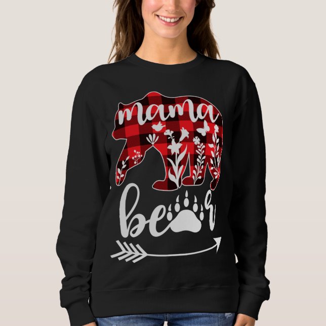 Mama Bear Christmas PajamaBuffalo Red Plaid Mama B Sweatshirt (Front)