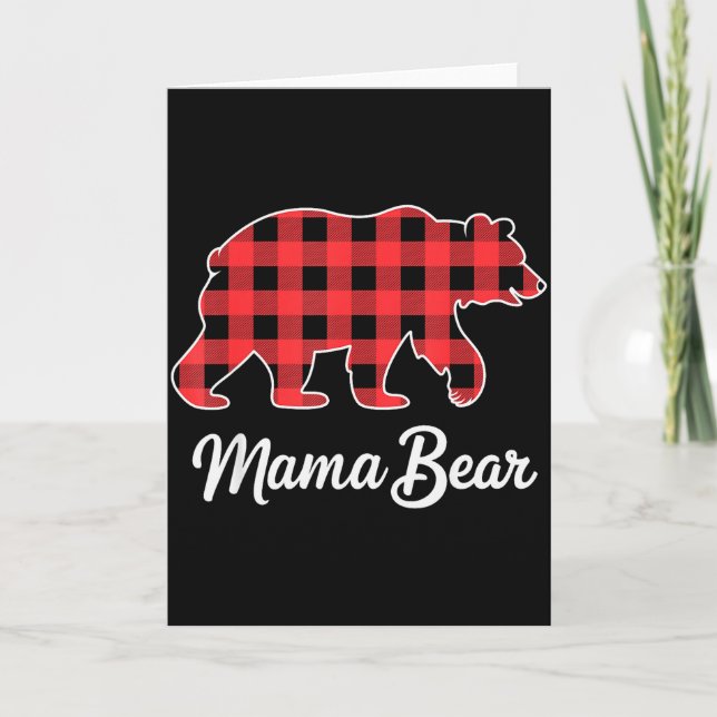Mama Bear Christmas Red Buffalo Plaid Family Match Card (Front)