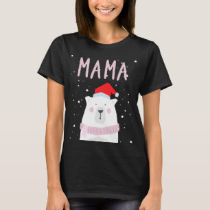 Mama Bear Christmas Santa Hat Family Matching T-Shirt