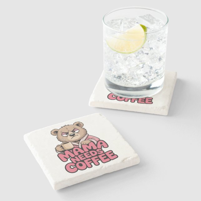 Mama Bear Coffee Stone Coaster (Side)