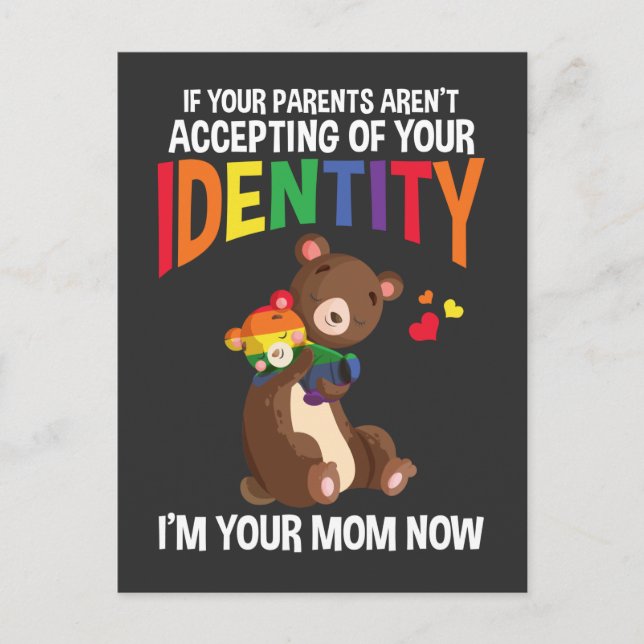 Mama Bear Cuddle Relationship Rainbow Colour Postcard (Front)
