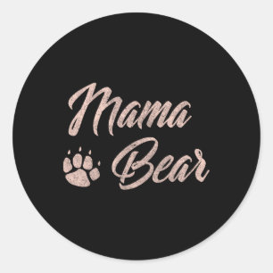 Mama Bear Cute Mothers Day Gift For Mum Paw Pink  Classic Round Sticker