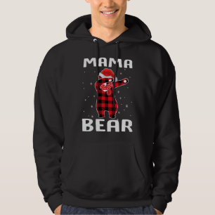 Mama Bear Dabbing Christmas Pajama With Santa Hat Hoodie
