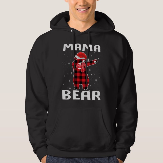 Mama Bear Dabbing Christmas Pajama With Santa Hat  Hoodie (Front)