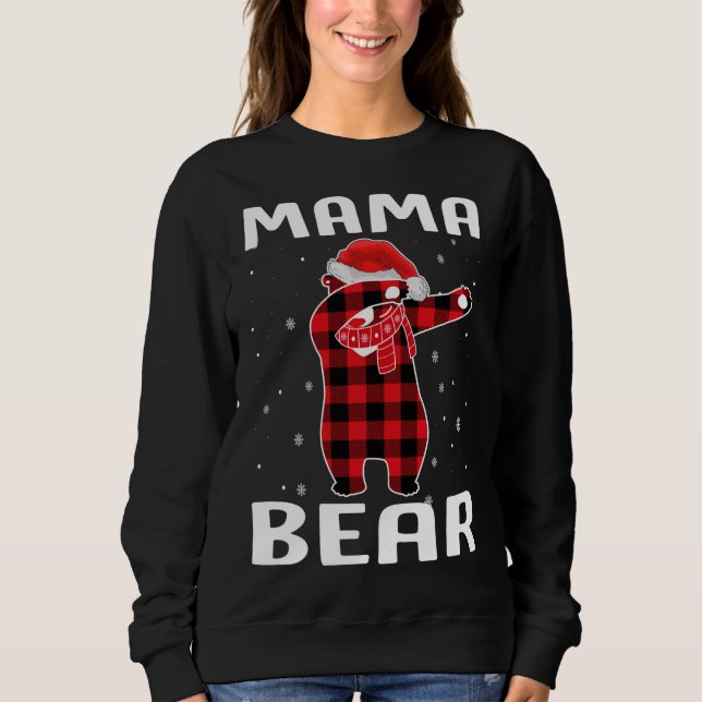Mama Bear Dabbing Christmas Pajama With Santa Hat  Sweatshirt (Front)