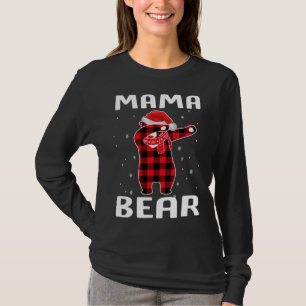 Mama Bear Dabbing Christmas Pajama With Santa Hat  T-Shirt