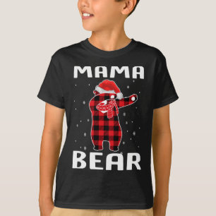 Mama Bear Dabbing Christmas Pajama With Santa Hat  T-Shirt