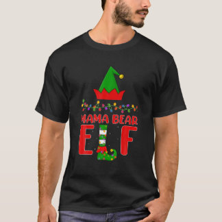 Mama Bear Elf Matching Family Lighting Christmas T-Shirt