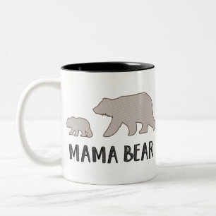 Mama Bear Embroidery Look Two-Tone Coffee Mug