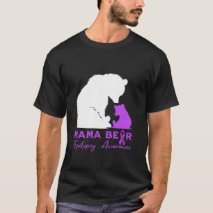 Mama Bear Epilepsy Awareness Purple Ribbon T-Shirt