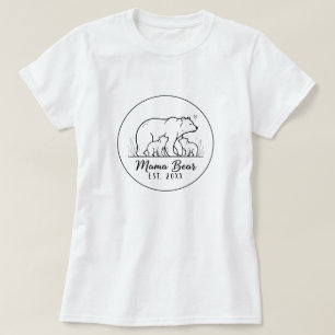 Mama Bear EST 2025 Circle Logo Line Art T-Shirt