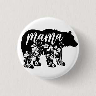 Mama Bear Flowers T-Shirt Throw Pillow Magnet Keyc 3 Cm Round Badge
