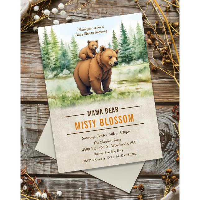 Mama Bear Forest Baby Shower Invitation (Creator Uploaded)