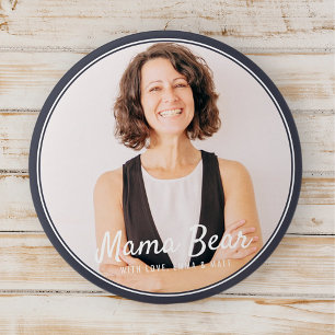 Mama Bear Framed Modern Simple Photo 7.5 Cm Round Badge