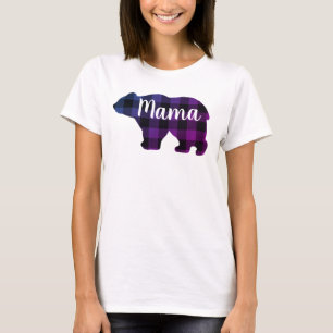 Mama bear- grey purple black plaid T-Shirt