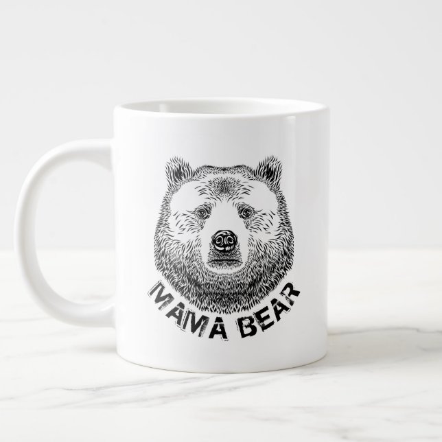 Mama Bear, Hand Drawn Illustration Large Coffee Mug (Left)