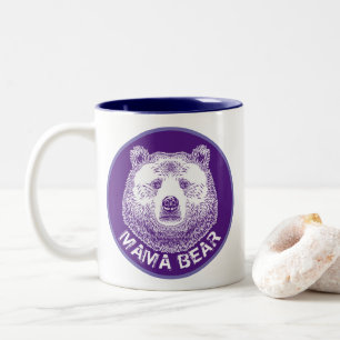 Mama Bear, Hand Drawn Illustration Two-Tone Coffee Mug