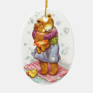 Mama Bear Hug Ceramic Ornament