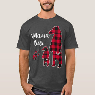 Mama Bear Little Bear Pajama Red Buffalo Plaid T-Shirt