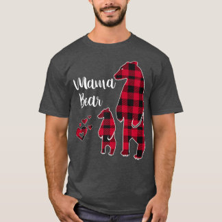 Mama Bear Little Bear Pajama Red Buffalo Plaid  T-Shirt