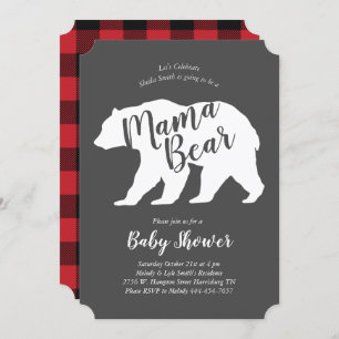 Mama Bear Lodge Baby Shower Gender Neutral Invitation