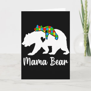 Mama Bear Love Support Autism Awareness Bear Famil Card