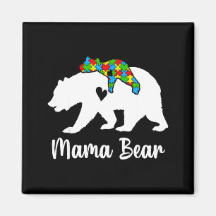 Mama Bear Love Support Autism Awareness Bear Famil Magnet