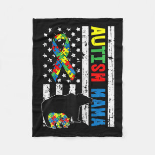Mama Bear Matching Family Autism Awareness Gifts F Fleece Blanket
