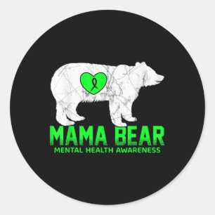 Mama Bear Mental Health Awareness Shirt For Women Classic Round Sticker